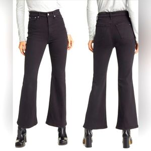 Rag and Bone, Casey High Rise black jeans, flare jeans with fringe, Size 26